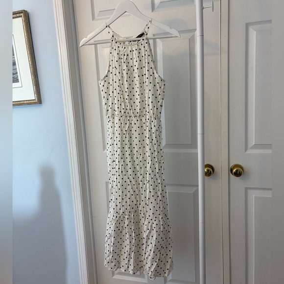 Banana Republic White & Black Polkadot Sleeveless Maxi Dress Size Small Cotton - Picture 3 of 14
